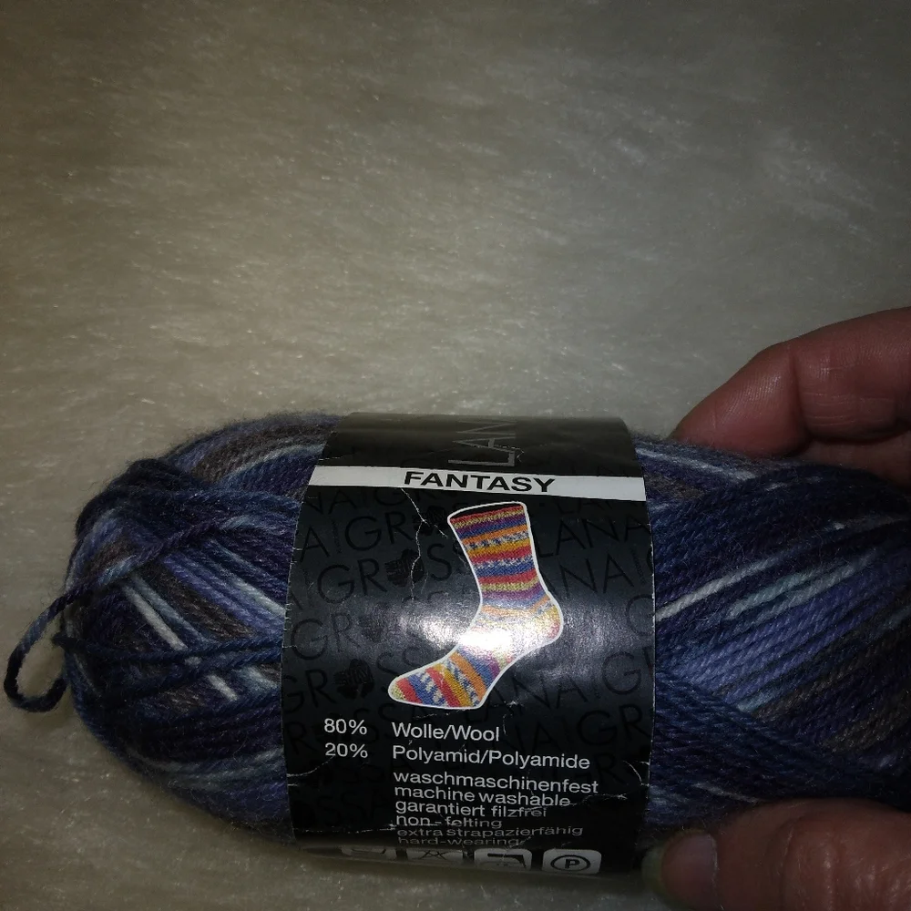 YARN Lana Grossa Fantasy Sock Yarn, 80% Wool 20% Polyamide, BLUES